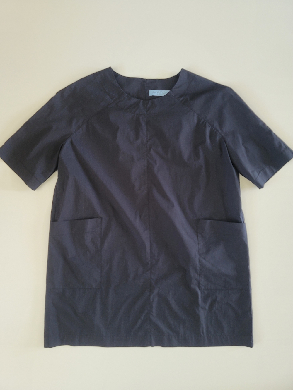 Ayrtight Black Minimalist Oversized Shift Tunic Dress Front Patch Pockets Black